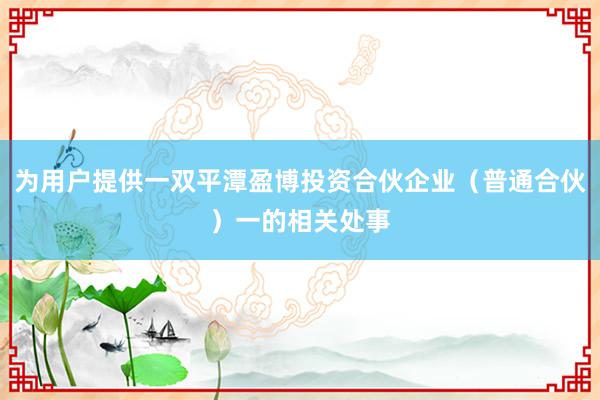 为用户提供一双平潭盈博投资合伙企业(普通合伙)一的相关处事